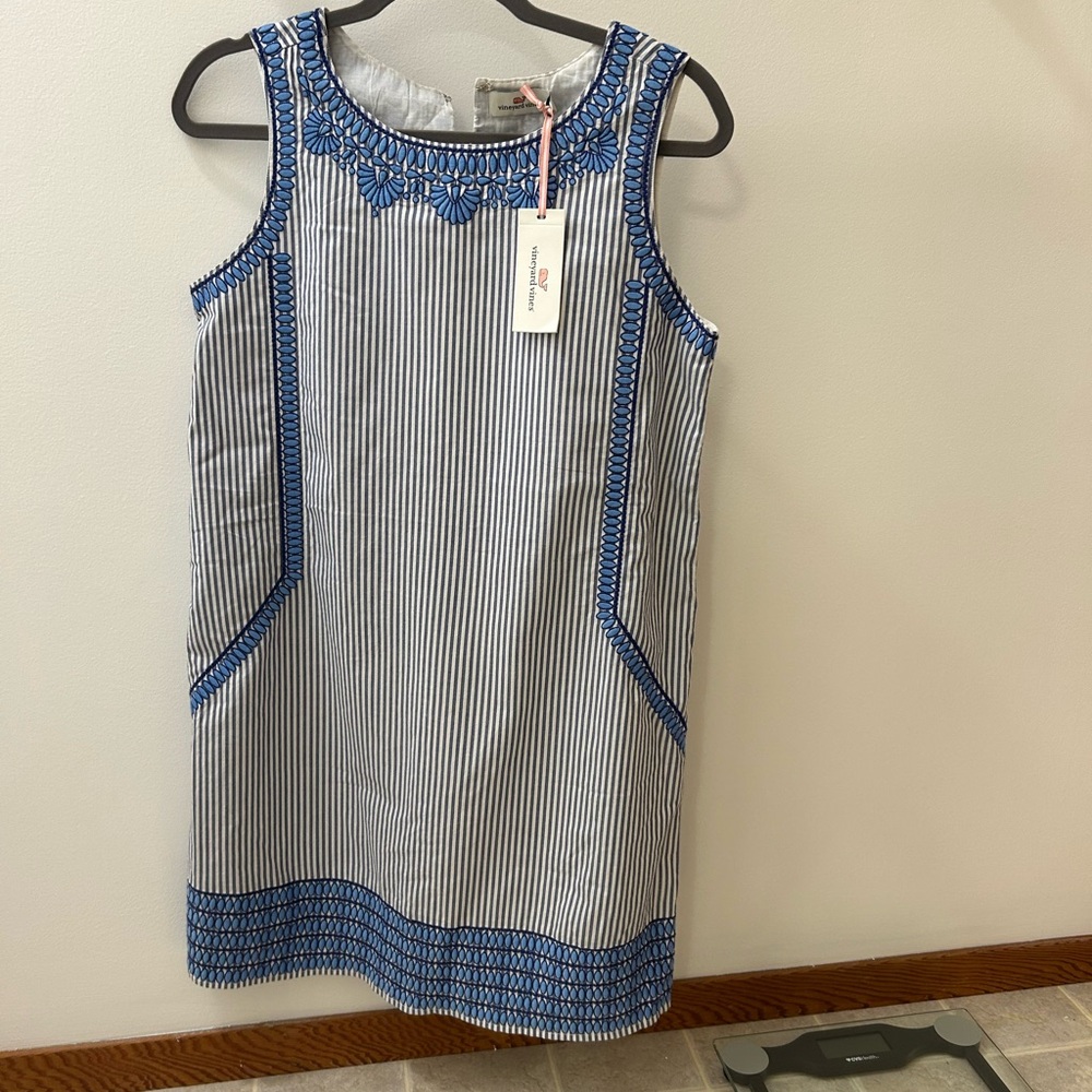 Striped Embroidered Cisco Swing Dress
